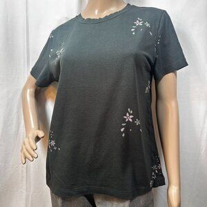 Splendid SZ M Dark Green flower Printed Tshirt